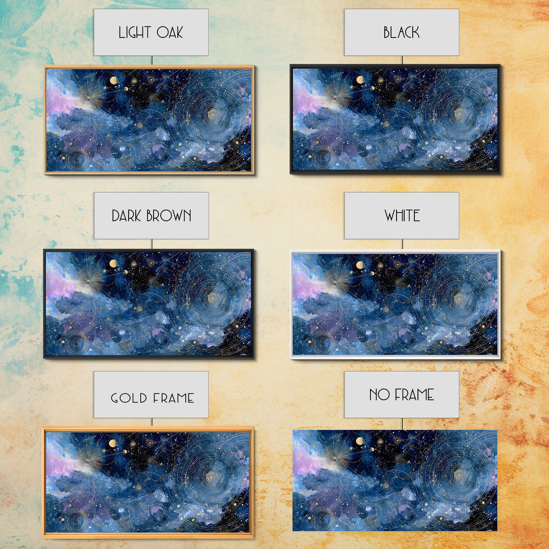 Celestial Moon and Stars Artwork Canvas Print, Wall Art, Painting, Living Room Decor, Fine Art, Art Deco, Wall Hanging, WAL-2x1-82