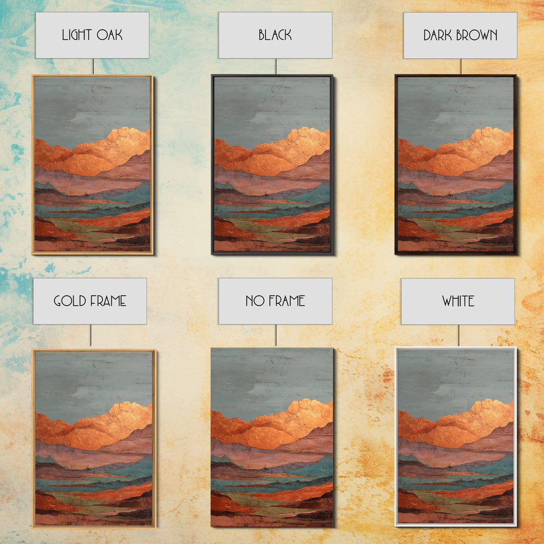 Desert Landscape in Warm Terracotta Tones Canvas Print, Wall Art, Minimalist Decor, Living Room Decor, Oil Painting, WAL-2x3-15
