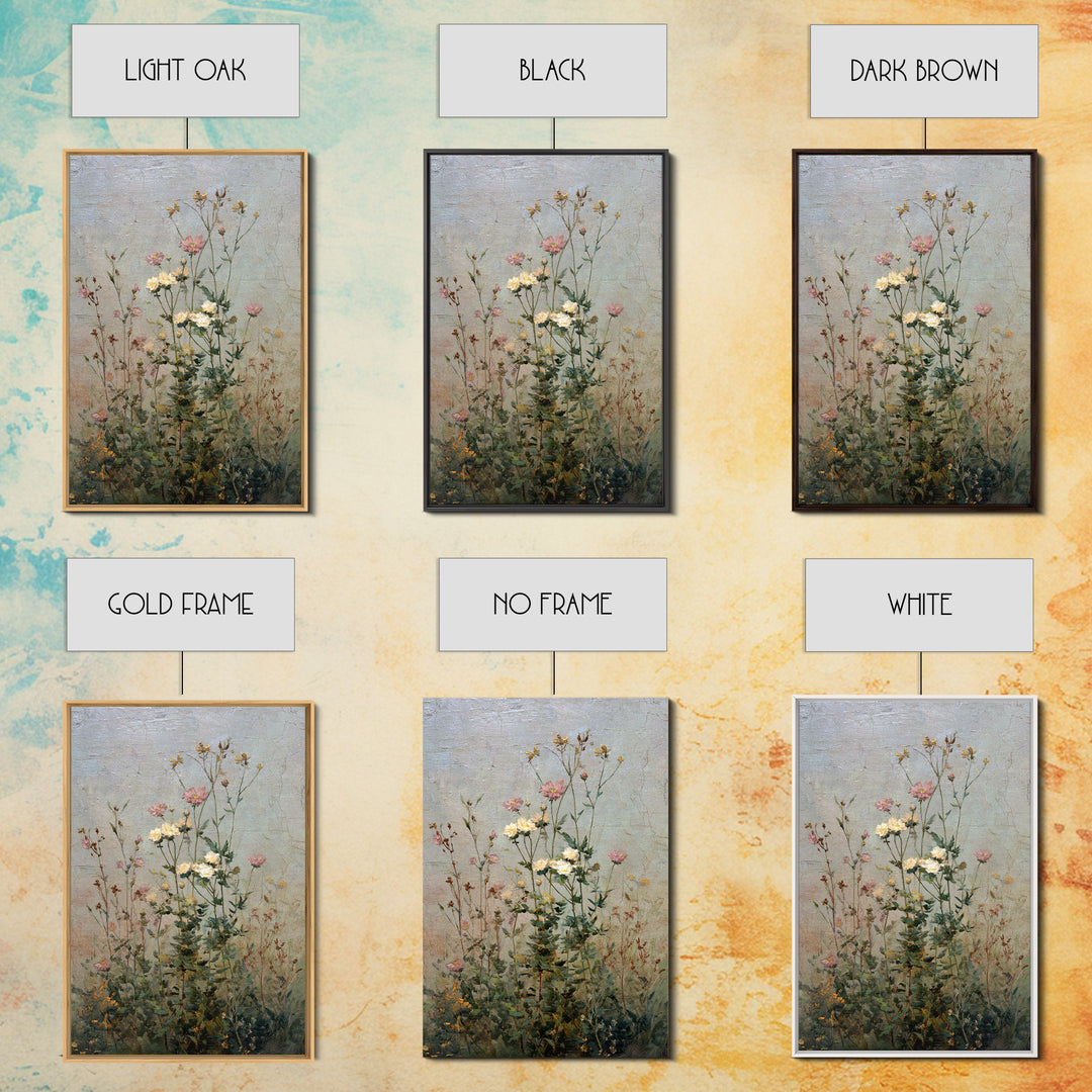 Impressionist Meadow of Wildflowers Framed Canvas Print, Wall Art, Printable Wall Art, Living Room Decor, Oil Painting, WAL-2x3-25