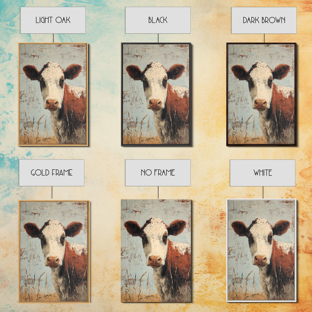 Rustic Farmhouse Cow Portrait Canvas Print, Wall Art, Home Decor, Living Room Decor, Fine Art, Digital Wall Art, WAL-2x3-27