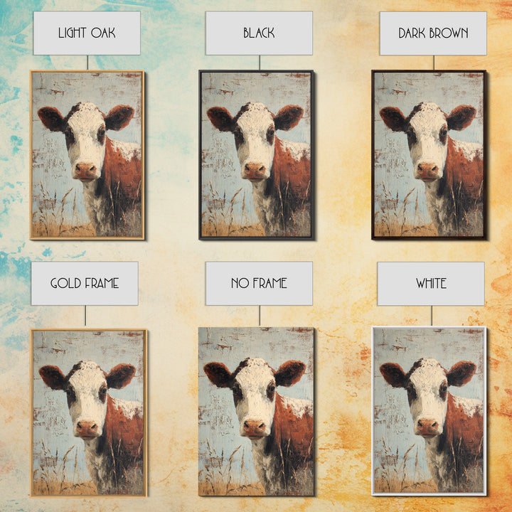 Rustic Farmhouse Cow Portrait Canvas Print, Wall Art, Home Decor, Living Room Decor, Fine Art, Digital Wall Art, WAL-2x3-27