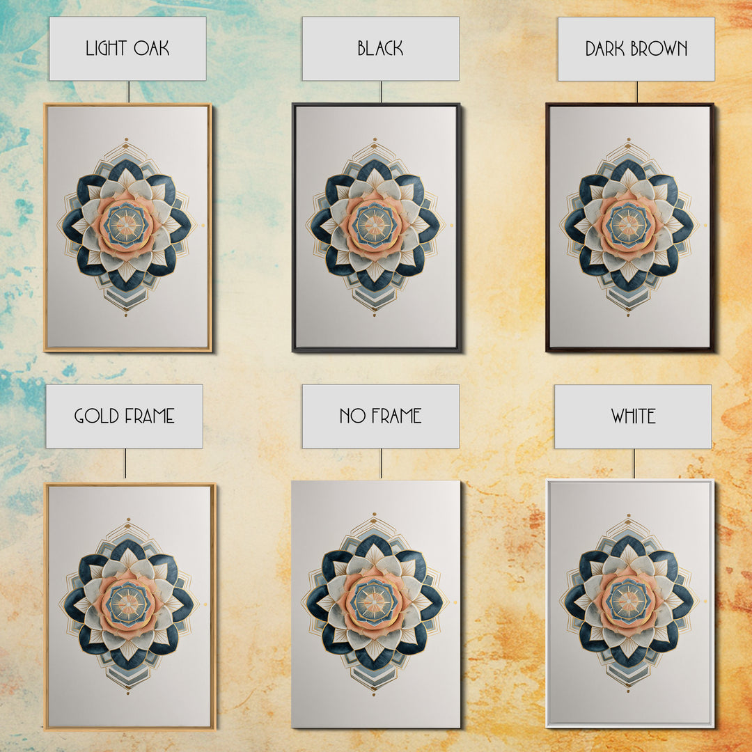 Sacred Geometry Mandala Canvas Print, Wall Art, Wall Hangings, Living Room Decor, Watercolor Art, Framed Wall Art, WAL-2x3-29