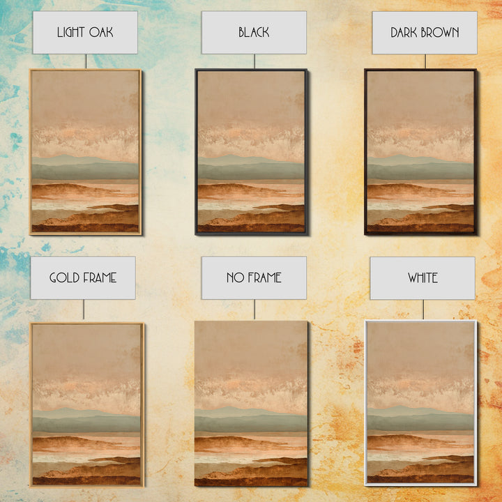Desert Landscape in Warm Terracotta Tones Framed Canvas Print, Wall Art, Prints Wall Art, Living Room Decor, Oil Painting, WAL-2x3-87