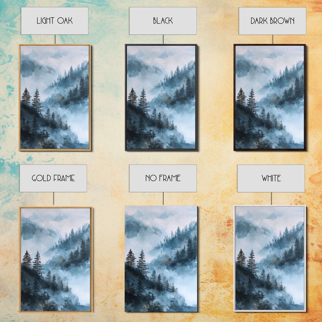 Moody Forest Landscape Framed Canvas Print, Wall Art, Metal Wall Art, Living Room Decor, Oil Painting, Digital Print, WAL-2x3-90