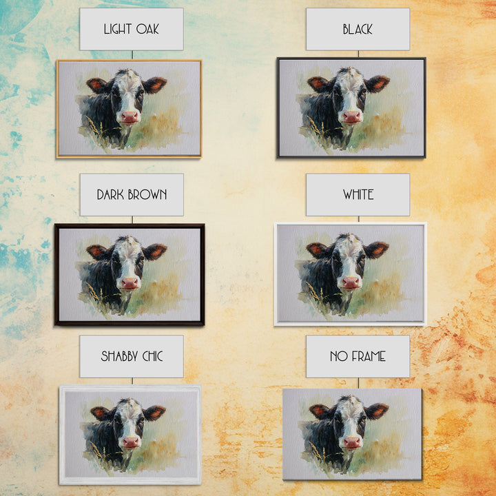 Rustic Farmhouse Cow Portrait Framed Canvas Print, Wall Art, Prints Wall Art, Living Room Decor, Fine Art, Textured Painting, WAL-3x2-23