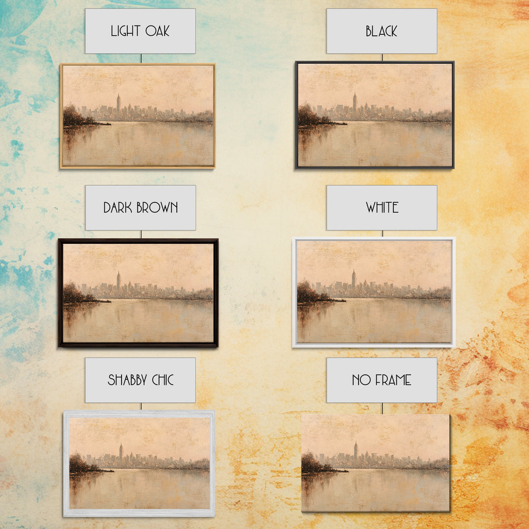 Urban Skyline in Muted Evening Color Canvas Print, Wall Art, Wood Wall Art, Living Room Decor, Fine Art, Textured Painting, WAL-3x2-94