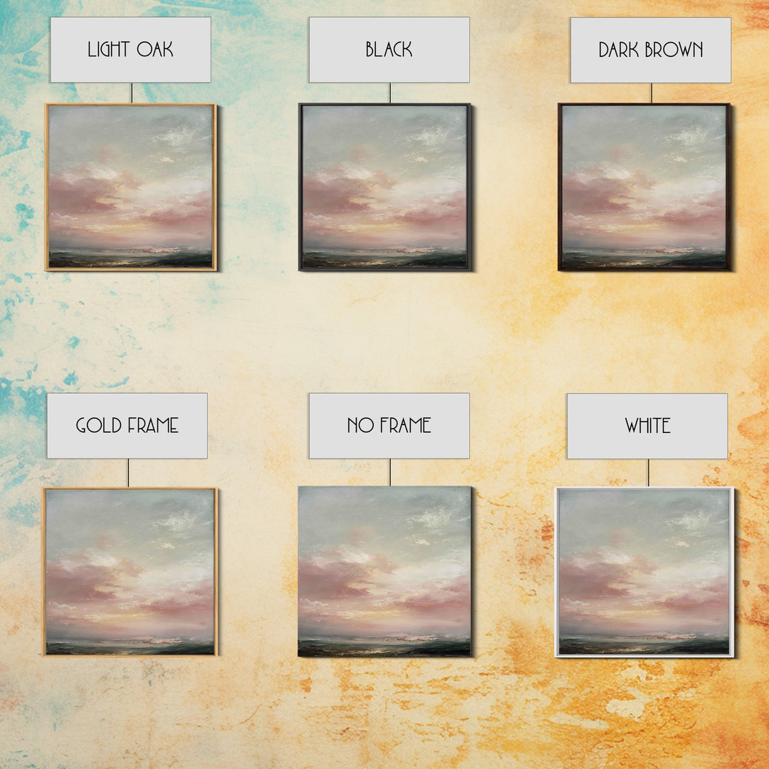 Blush Cloudscape with Dreamy Atmosphere Canvas Print, Wedding Art, Custom Painting, Living Room Decor, Oil Painting, Romance, WED-1x1-15