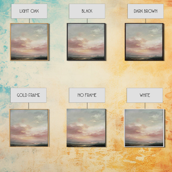Blush Cloudscape with Dreamy Atmosphere Canvas Print, Wedding Art, Custom Painting, Living Room Decor, Oil Painting, Romance, WED-1x1-15