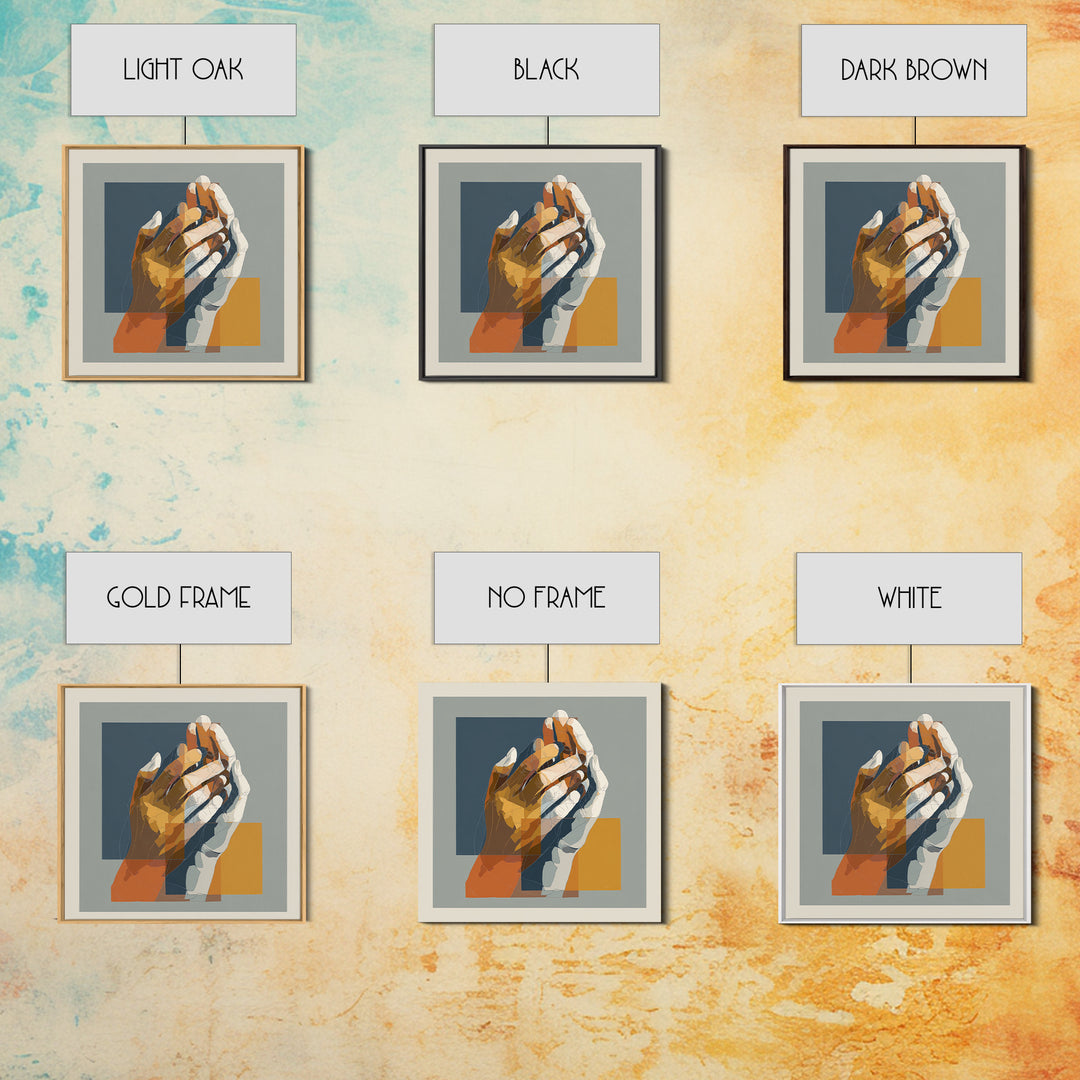 Hands Nearly Touching Framed Canvas Print, Wedding Art, Jewish Art, Living Room Decor, Abstract Art, Romance, WED-1x1-16