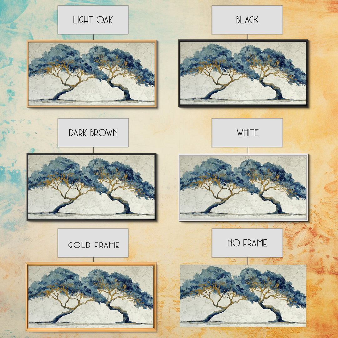Two Intertwined Trees as Symbolic Artwork Framed Canvas Print, Wedding Art, Custom Wedding, Living Room Decor, Romance, WED-2x1-67