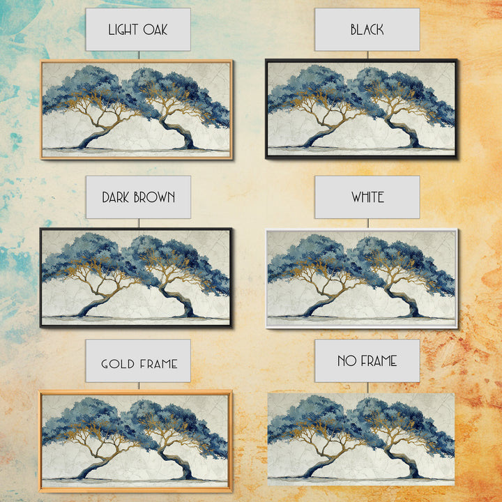 Two Intertwined Trees as Symbolic Artwork Framed Canvas Print, Wedding Art, Custom Wedding, Living Room Decor, Romance, WED-2x1-67