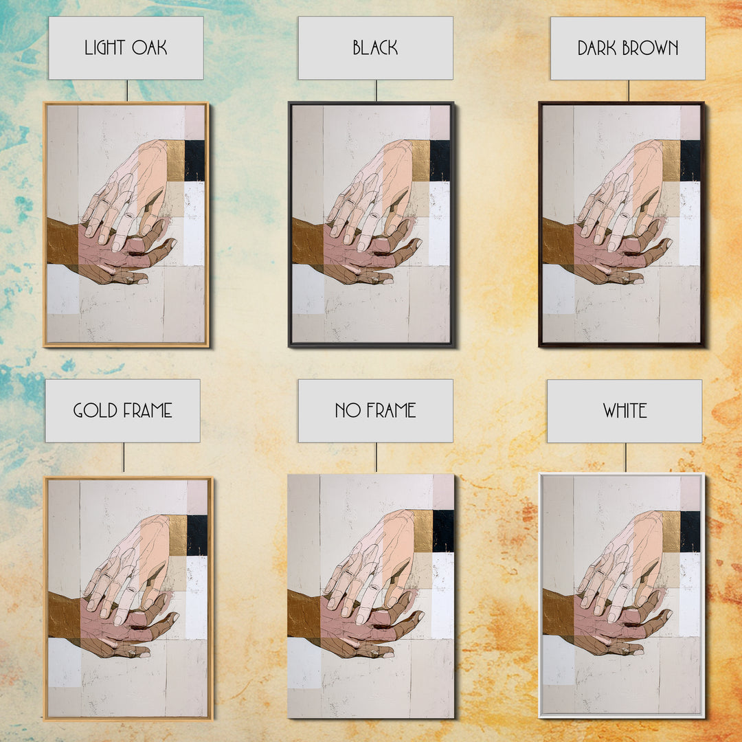 Hands Nearly Touching Framed Canvas Print, Wedding Art, Jewish Art, Living Room Decor, Abstract Art, Romance, WED-2x3-24