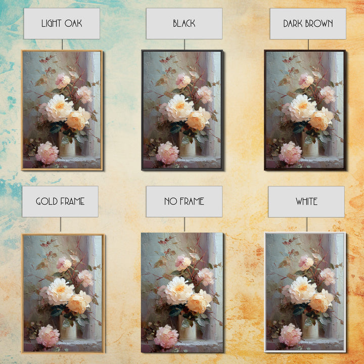 Romantic Candle and Floral Still Life Framed Canvas Print, Wedding Art, Gallery Decor, Living Room Decor, Oil Painting, Romance, WED-2x3-6