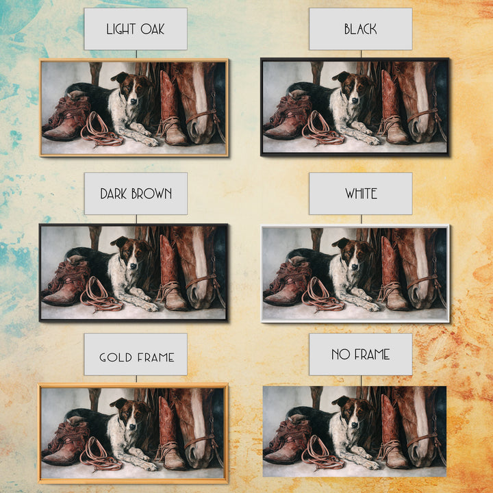 Ranch Dog Beside Worn Boots Canvas Print, Western Art, Printable Wall Art, Southwestern Decor, Frontier, Downloadable Art, WES-2x1-41