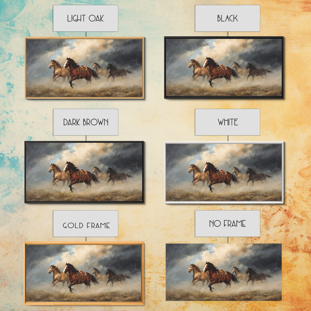 Wild Mustang Herd Canvas Print, Western Art, Original Art, Southwestern Decor, Frontier, Landscape, Native American Art, WES-2x1-70