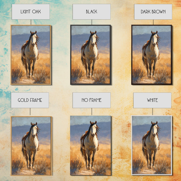 Buckskin Horse in Golden Prairie Light Framed Canvas Print, Western Art, Western Print, Southwestern Decor, Fine Art, Frontier, WES-2x3-87