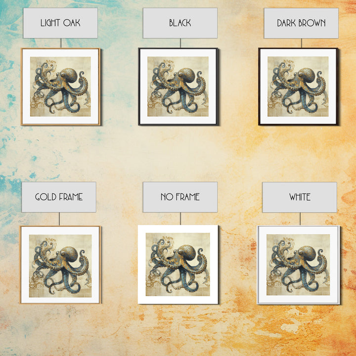 Octopus Conductor with Tiny Instruments Canvas Print, Whimsical Art, Dark Academia Decor, Living Room Decor, Fine Art, Wonder, WHI-1x1-18