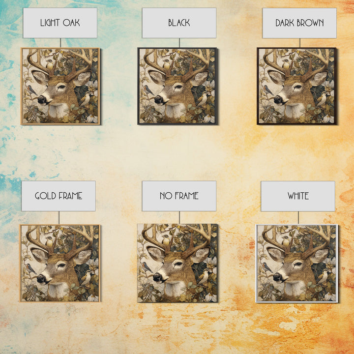 Deer with Antlers Full of Birds Canvas Print, Whimsical Art, Printable Art, Living Room Decor, Watercolor Art, Wonder, WHI-1x1-19