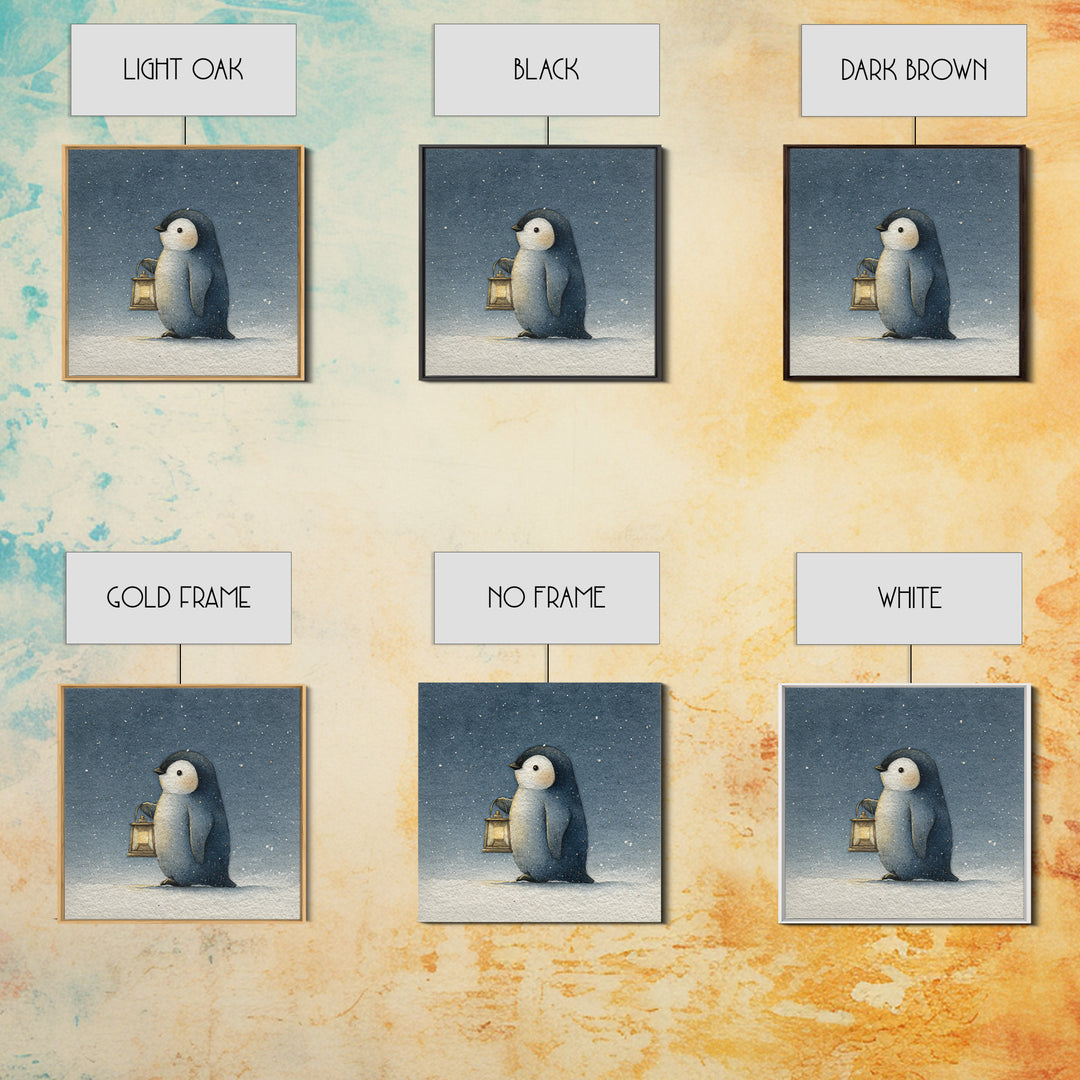 Penguin Holding a Lantern Canvas Print, Whimsical Art, Contemporary Art, Living Room Decor, Fine Art, Wonder, Art Nouveau, WHI-1x1-89