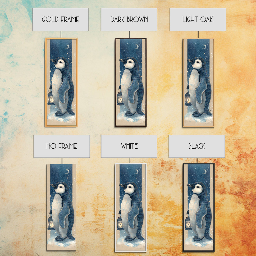 Penguin Holding a Lantern Canvas Print, Whimsical Art, Wall Decor, Living Room Decor, Fine Art, Wonder, Printable Art, WHI-1x3-77