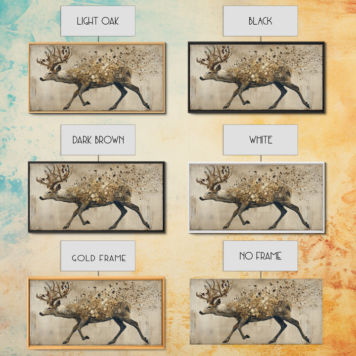 Deer with Antlers Full of Birds Canvas Print, Whimsical Art, Printable Wall Art, Living Room Decor, Oil Painting, Wonder, WHI-2x1-39