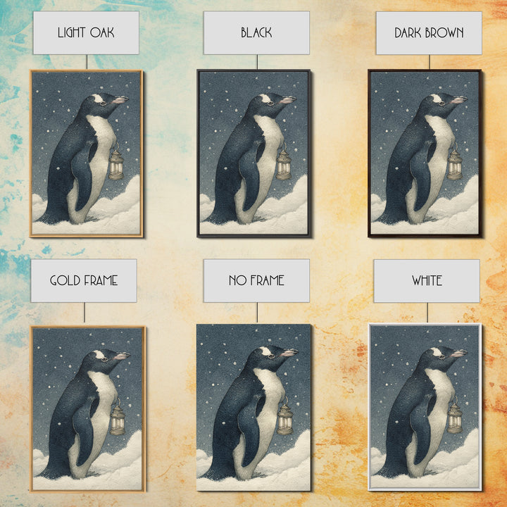 Penguin Holding a Lantern Canvas Print, Whimsical Art, Digital Print, Living Room Decor, Wonder, Bird Art, Nursery Art, WHI-2x3-49