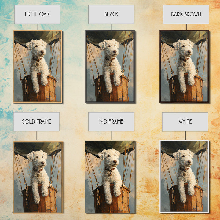 Dog in a Hot Air Balloon Framed Canvas Print, Whimsical Art, Digital Print, Living Room Decor, Fine Art, Wonder, Bird Art, WHI-2x3-94