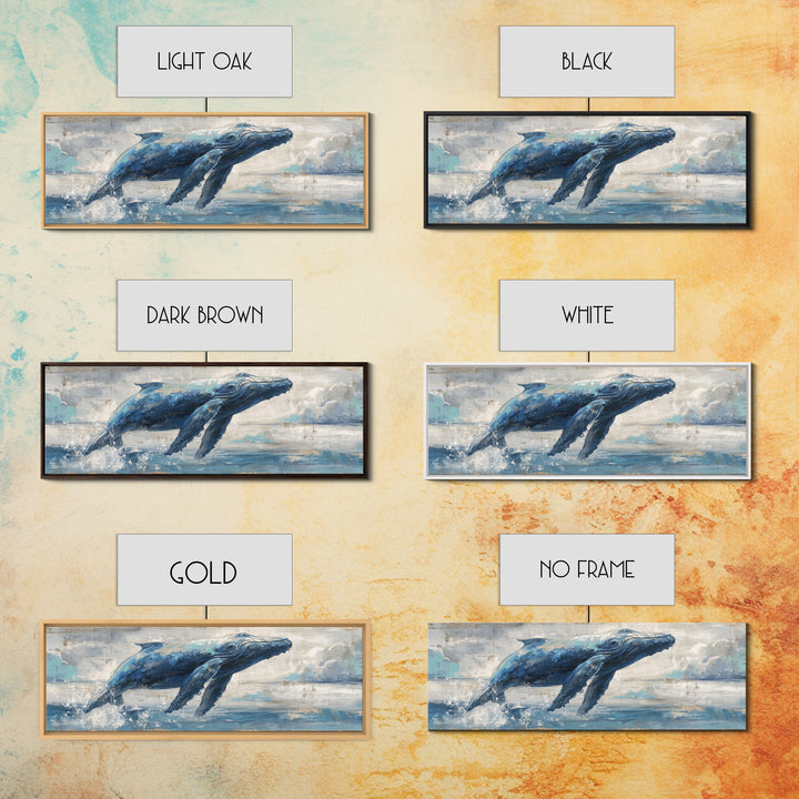 Whale Flying Through Clouds Like Ocean Canvas Print, Whimsical Art, Dopamine Decor, Living Room Decor, Fine Art, Wonder, WHI-3x1-29