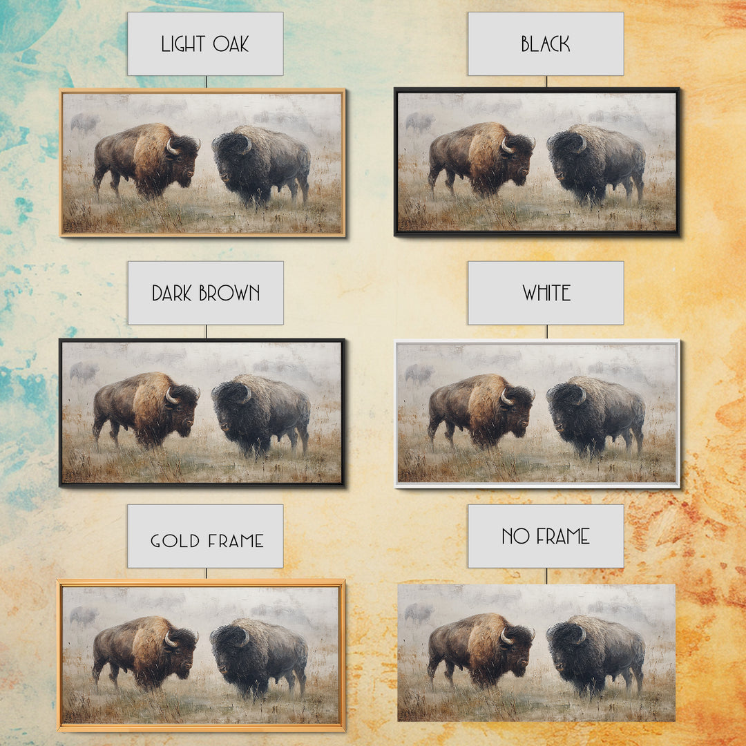 Bison on Wide Western Prairie Canvas Print, Wildlife Art, Wall Decor, Living Room Decor, Fine Art, Wild, Living Room Wall Art, WIL-2x1-57