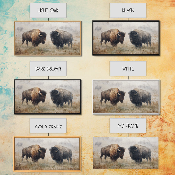 Bison on Wide Western Prairie Canvas Print, Wildlife Art, Wall Decor, Living Room Decor, Fine Art, Wild, Living Room Wall Art, WIL-2x1-57