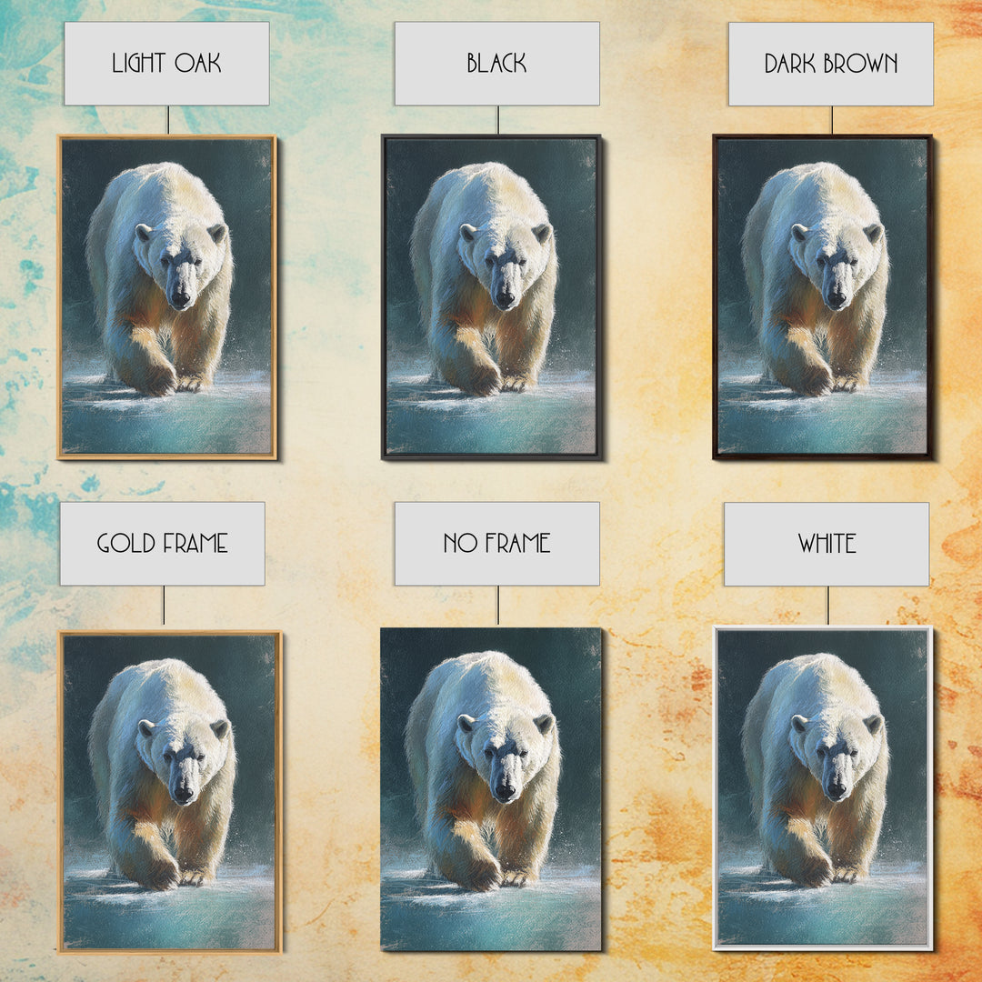 Polar Bear Crossing Blue Ice Canvas Print, Wildlife Art, Art Print, Living Room Decor, Fine Art, Wild, Digital Wall Art, WIL-2x3-23