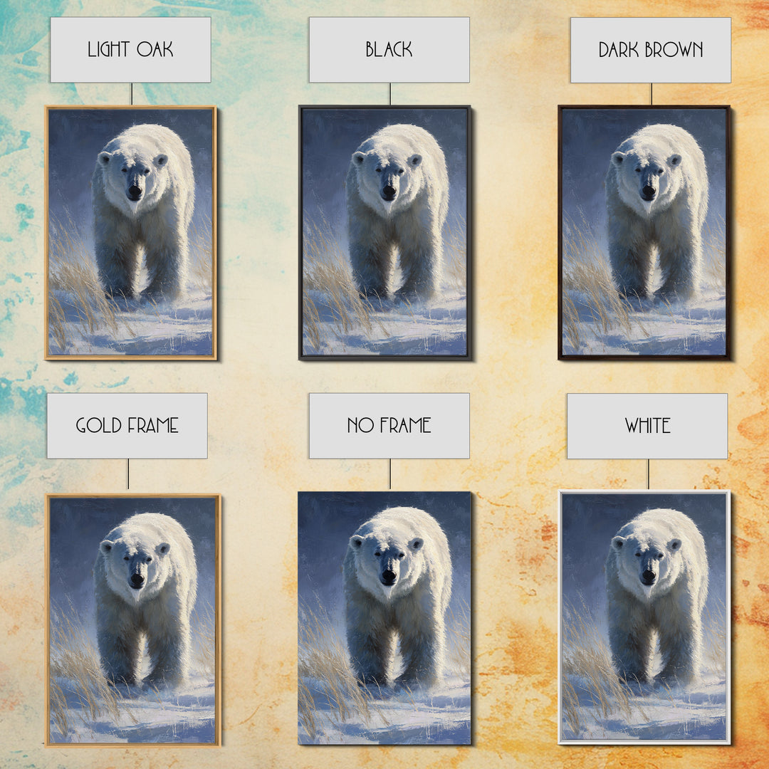 Polar Bear Crossing Blue Ice Canvas Print, Wildlife Art, Oil Painting, Living Room Decor, Fine Art, Wild, Bedroom Wall Art, WIL-2x3-71
