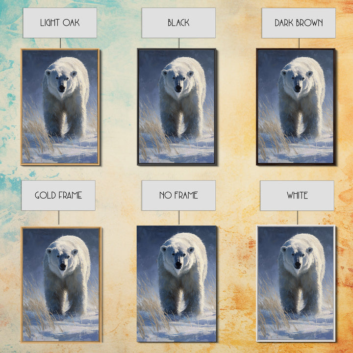 Polar Bear Crossing Blue Ice Canvas Print, Wildlife Art, Oil Painting, Living Room Decor, Fine Art, Wild, Bedroom Wall Art, WIL-2x3-71