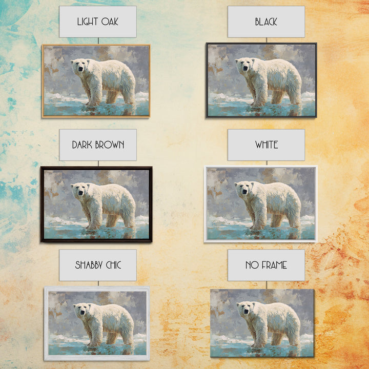 Polar Bear Crossing Blue Ice Framed Canvas Print, Wildlife Art, Living Room Art, Living Room Decor, Fine Art, Wild, Boho Decor, WIL-3x2-19
