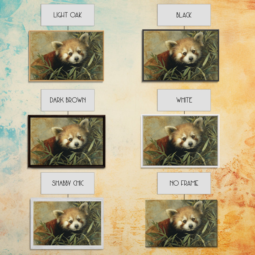 Red Panda Among Bamboo Leaves Canvas Print, Wildlife Art, Leopard Wall Art, Living Room Decor, Fine Art, Wild, Fine Art Print, WIL-3x2-48