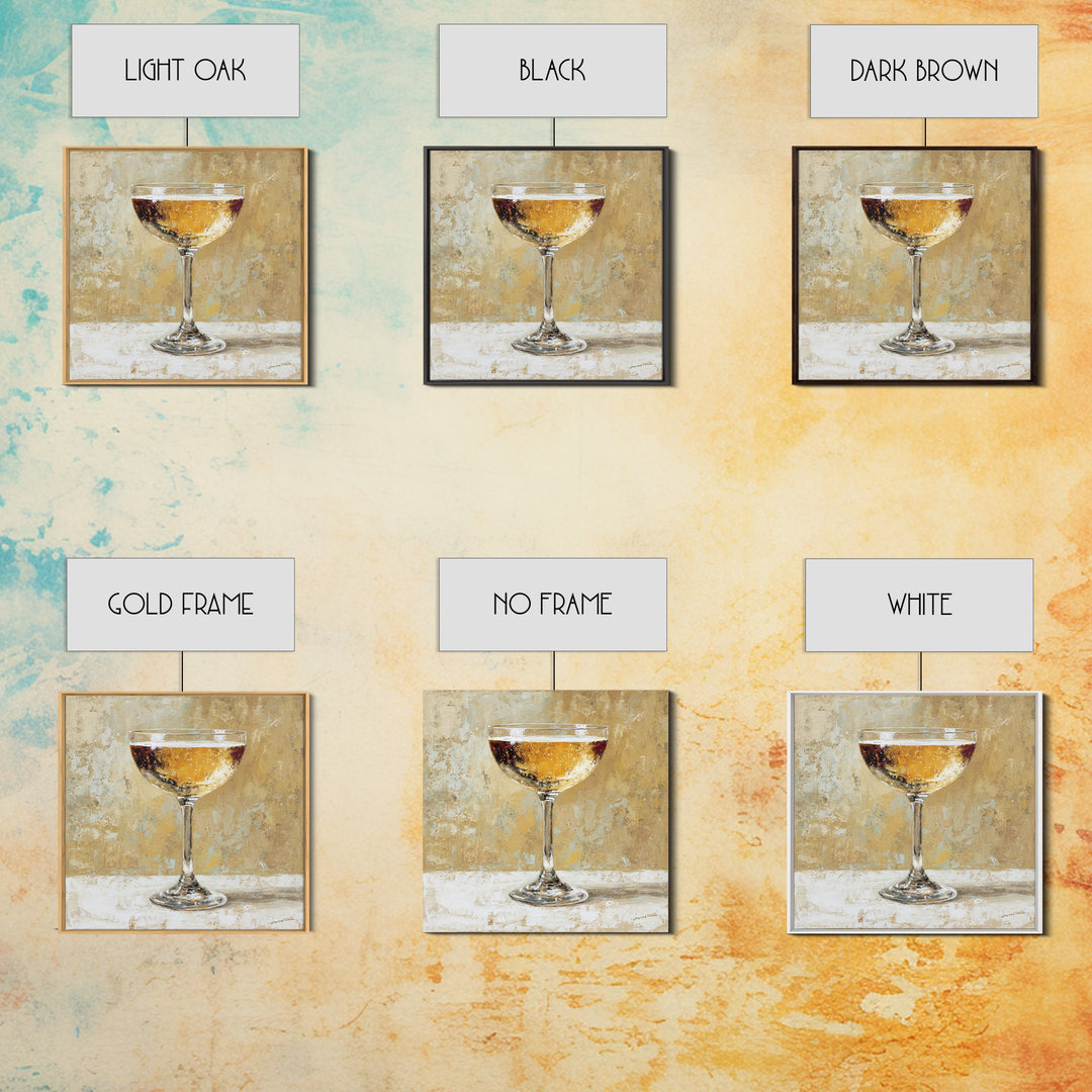 Champagne Coupe with Bubbles and Light Canvas Print, Winery Art, Kitchen Art, Winery Decor, Watercolor Art, Vineyard, WIN-1x1-19