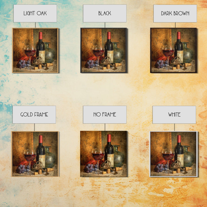 Old Cellar Key and Wine Label Shapes Framed Canvas Print, Winery Art, Landscape Art, Winery Decor, Fine Art, Vineyard, WIN-1x1-84