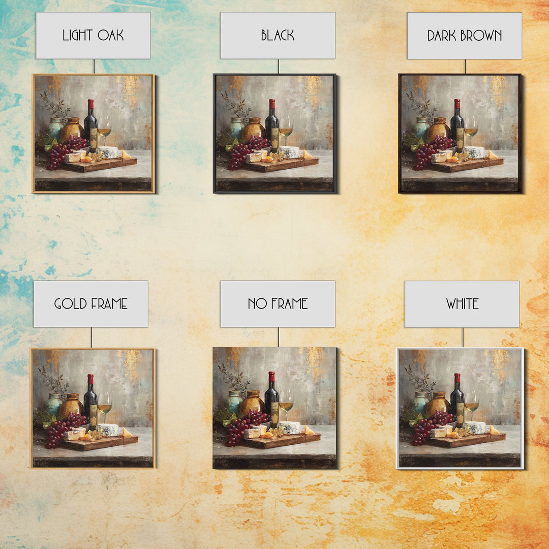 Charcuterie Board with Grapes and Cheese Canvas Print, Winery Art, Minimalist Decor, Winery Decor, Fine Art, Vineyard, WIN-1x1-85