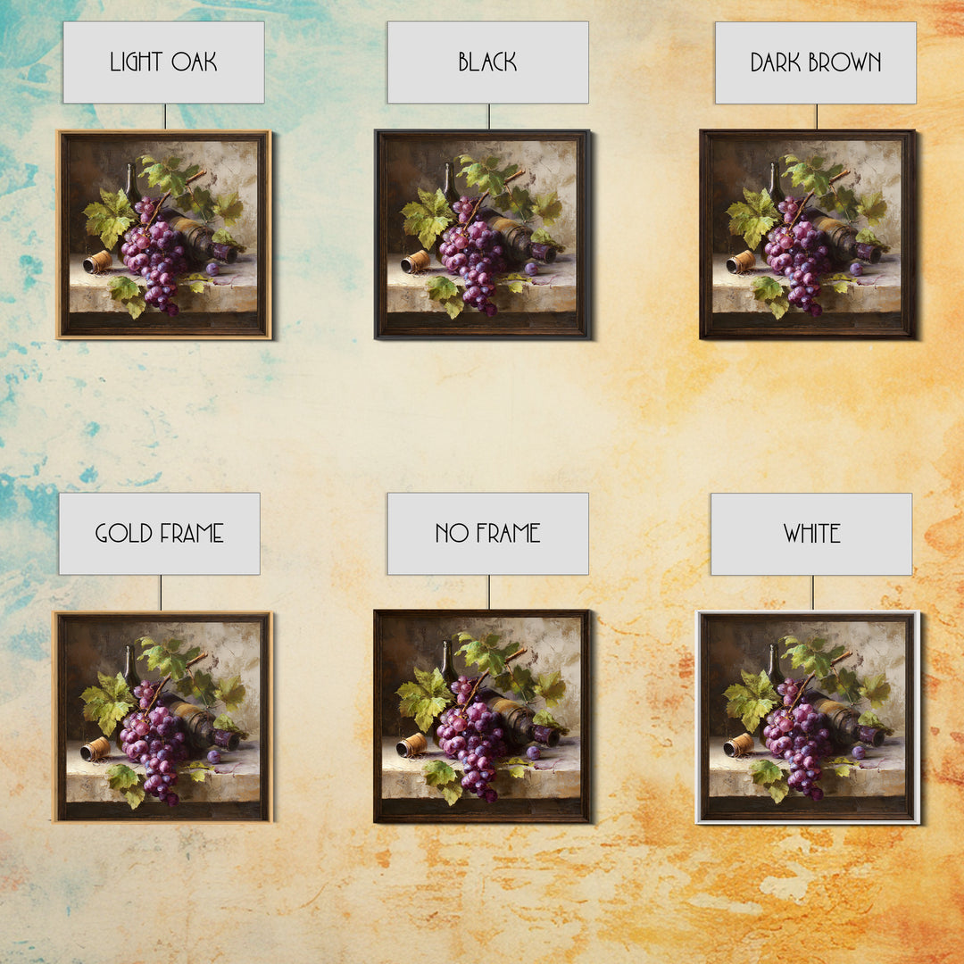Grapevine Branch with Purple Grapes and Leaves Canvas Print, Winery Art, Art Print, Winery Decor, Fine Art, Vineyard, WIN-1x1-97