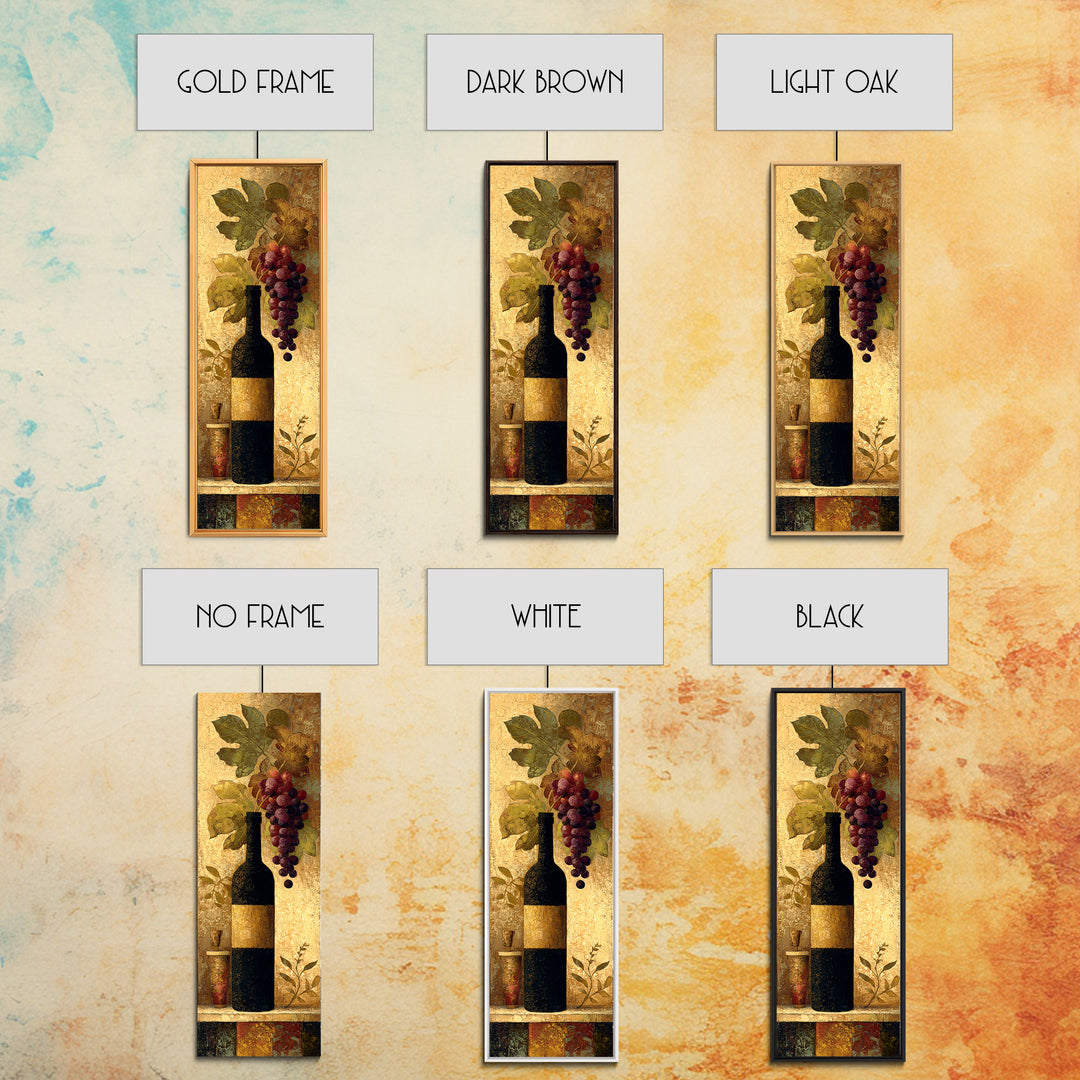 Black and Gold Wine Bottle Silhouette Canvas Print, Winery Art, Bar Art, Winery Decor, Fine Art, Vineyard, Textured Painting, WIN-1x3-100
