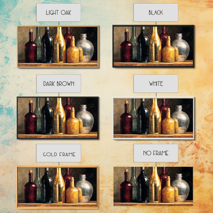 Black and Gold Wine Bottle Silhouette Framed Canvas Print, Winery Art, Wall Art Print, Winery Decor, Fine Art, Vineyard, WIN-2x1-84