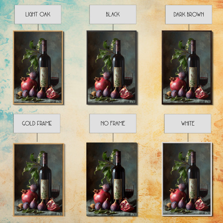 Pomegranate Figs and Red Wine Composition Framed Canvas Print, Winery Art, Printable Wall Art, Winery Decor, Fine Art, Vineyard, WIN-2x3-1