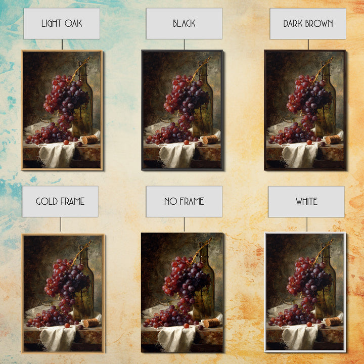 Champagne Grapes and White Linen Still Life Framed Canvas Print, Winery Art, Artwork, Winery Decor, Abstract Art, Vineyard, WIN-2x3-13
