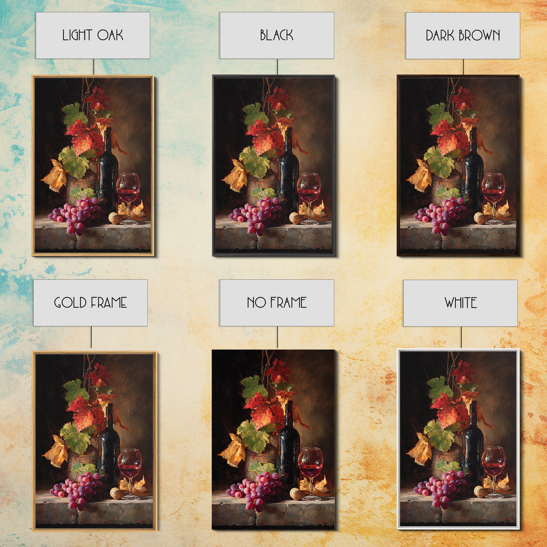 Vine Leaves Turning Autumn Red and Gold Framed Canvas Print, Winery Art, Contemporary Art, Winery Decor, Fine Art, Vineyard, WIN-2x3-19