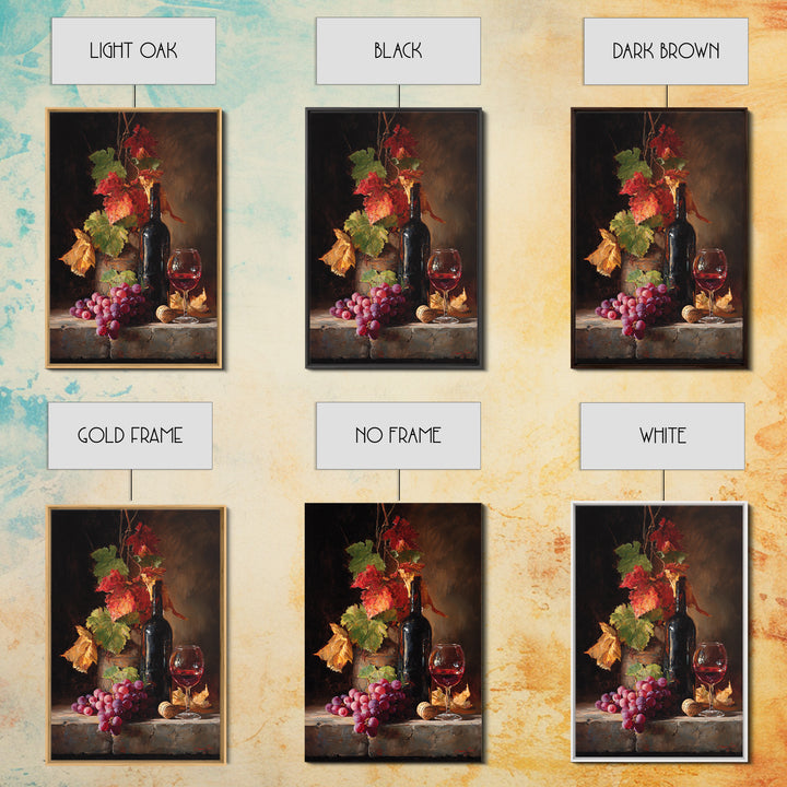 Vine Leaves Turning Autumn Red and Gold Framed Canvas Print, Winery Art, Contemporary Art, Winery Decor, Fine Art, Vineyard, WIN-2x3-19