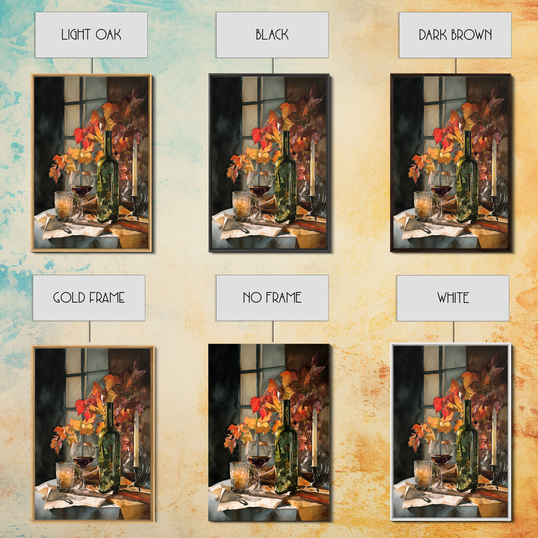 Vine Leaves Turning Autumn Red and Gold Framed Canvas Print, Winery Art, Artwork, Winery Decor, Fine Art, Vineyard, Bar Decor, WIN-2x3-43