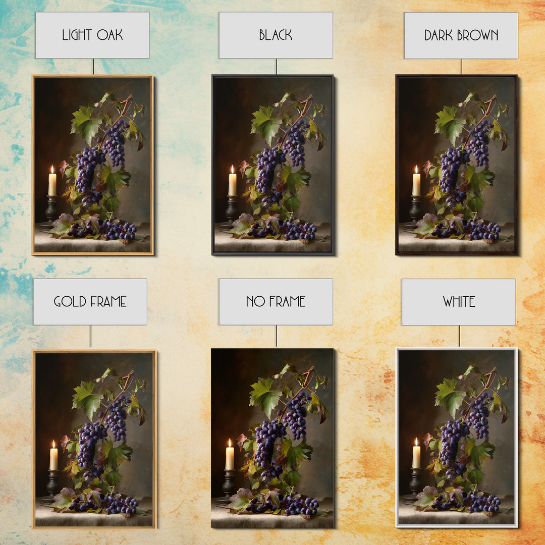 Grapevine Branch with Purple Grapes and Leaves Canvas Print, Winery Art, Kitchen Wall Decor, Winery Decor, Fine Art, Vineyard, WIN-2x3-81