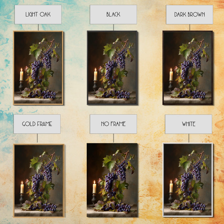 Grapevine Branch with Purple Grapes and Leaves Canvas Print, Winery Art, Kitchen Wall Decor, Winery Decor, Fine Art, Vineyard, WIN-2x3-81