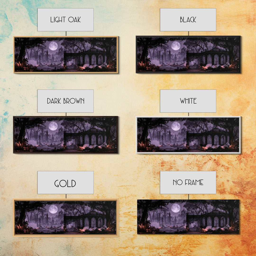 The Black Lace Haunted Conservatory - Environmental Panorama, Halloween Wall Art, Extra Wide Wall Art, Framed Canvas Print, Gothic Wall Art