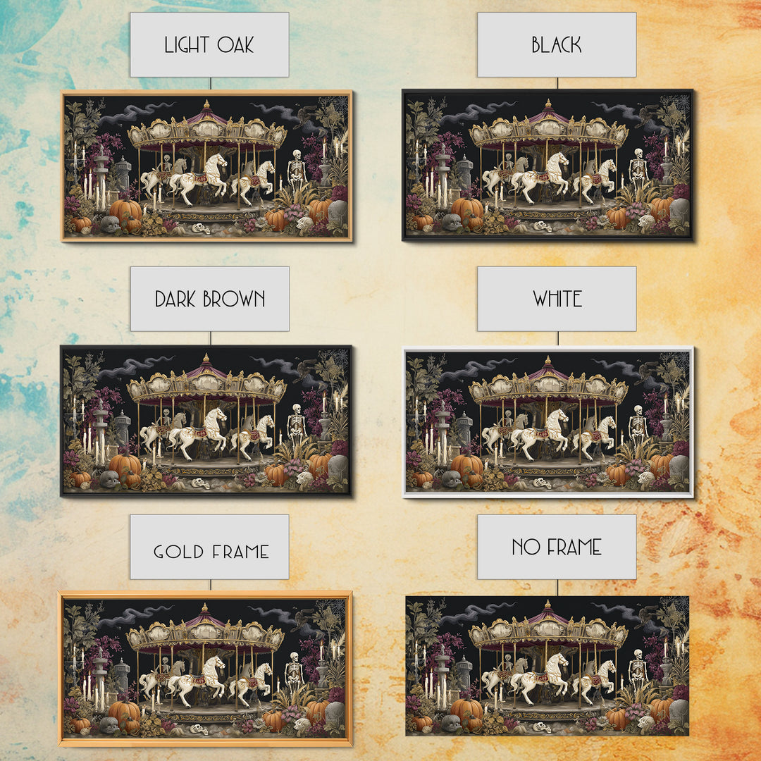 The Graveyard Carousel - Occult Still Life, Occult Wall Decor, Wide Panoramic Art, Canvas Print, Halloween Home Decor, Gothic Wall Art